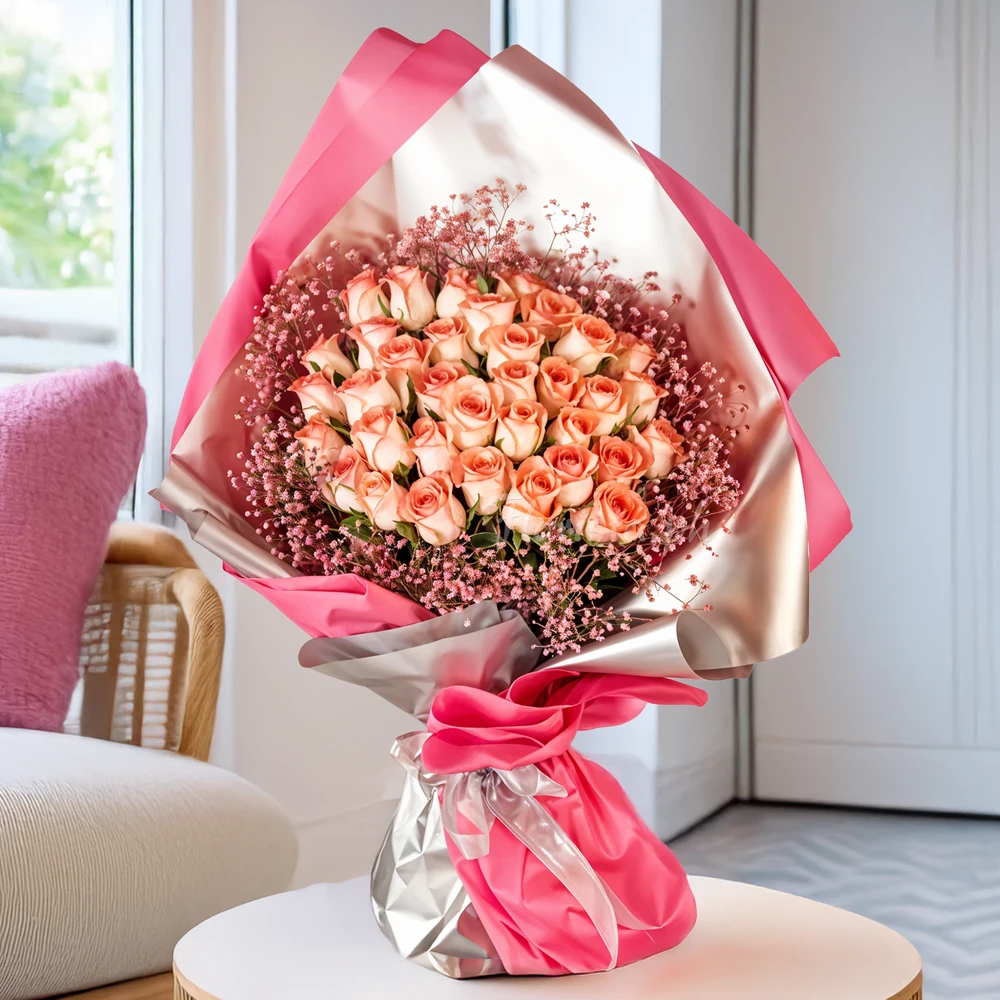 Bouquet of Peach Roses