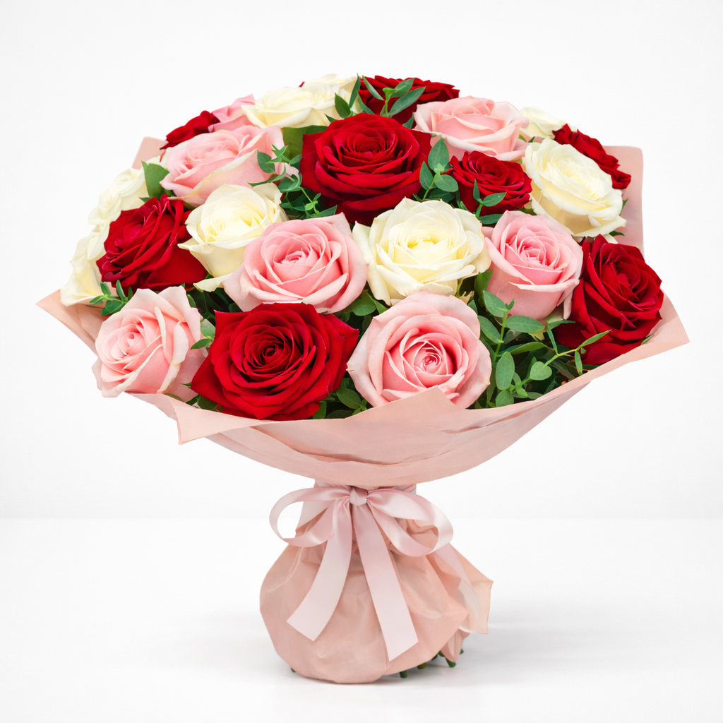 Tricolor Rose Harmony Bouquet