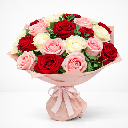 Tricolor Rose Harmony Bouquet