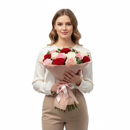 Tricolor Rose Harmony Bouquet